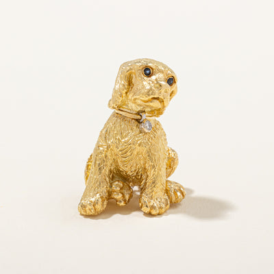 'Tiffany & Co' 1991 Germany Sapphire & Diamond Dog Pin | 0.02ctw, 0.01ct |