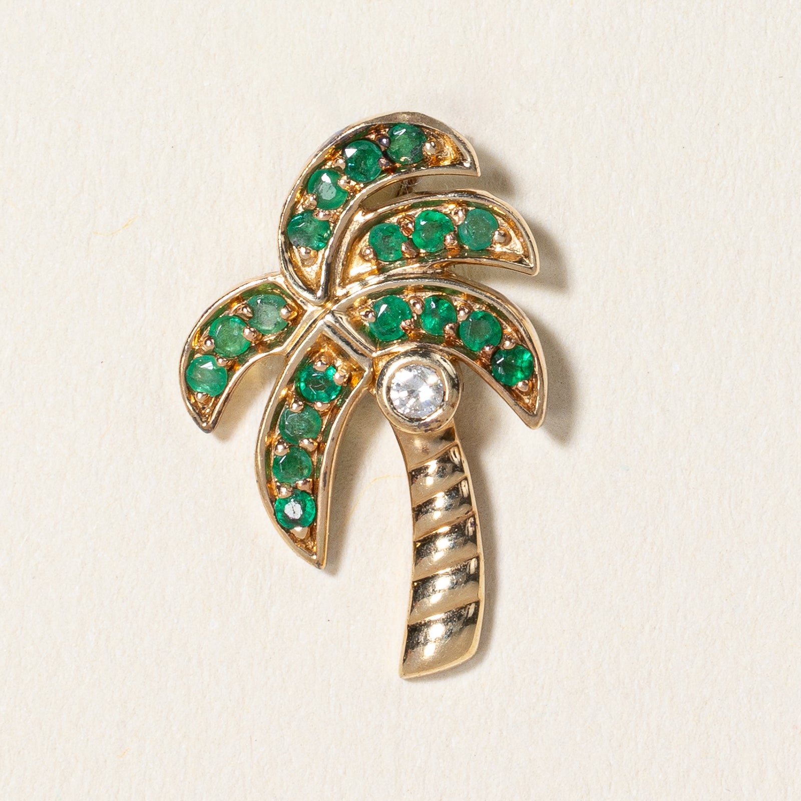 Emerald & Diamond Palm Tree Pendant | 0.10ctw, 0.03ct |