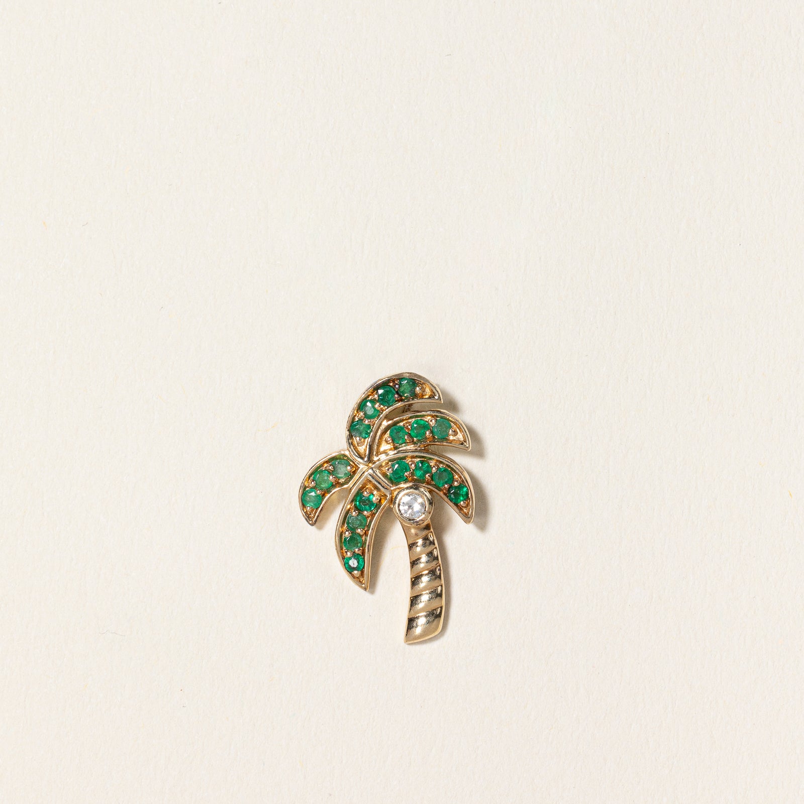 Emerald & Diamond Palm Tree Pendant | 0.10ctw, 0.03ct |