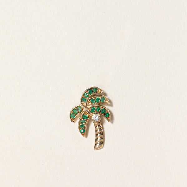 Emerald & Diamond Palm Tree Pendant | 0.10ctw, 0.03ct |