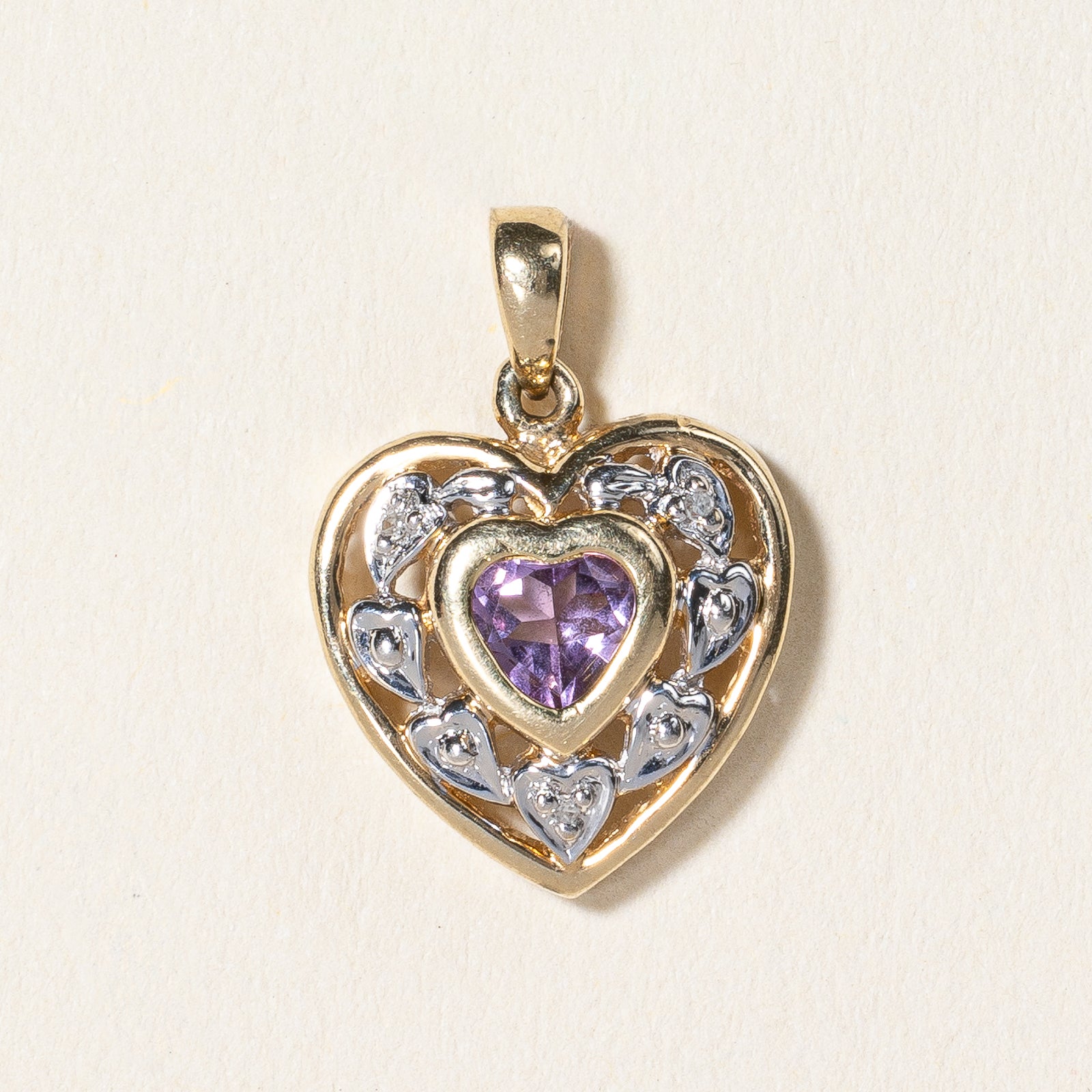 Amethyst & Diamond Heart Pendant | 0.22ct, 0.015ctw |