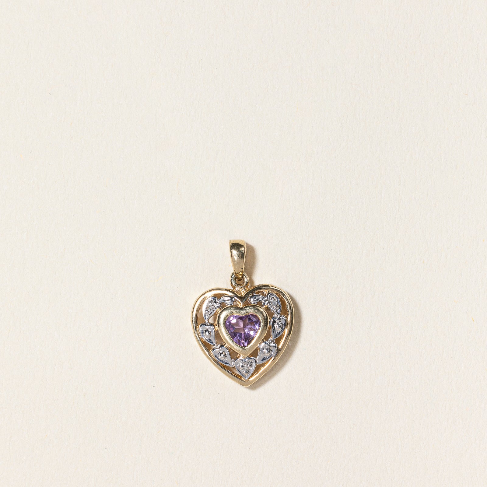 Amethyst & Diamond Heart Pendant | 0.22ct, 0.015ctw |