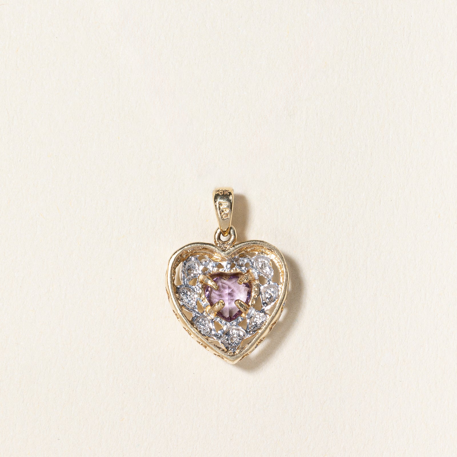 Amethyst & Diamond Heart Pendant | 0.22ct, 0.015ctw |