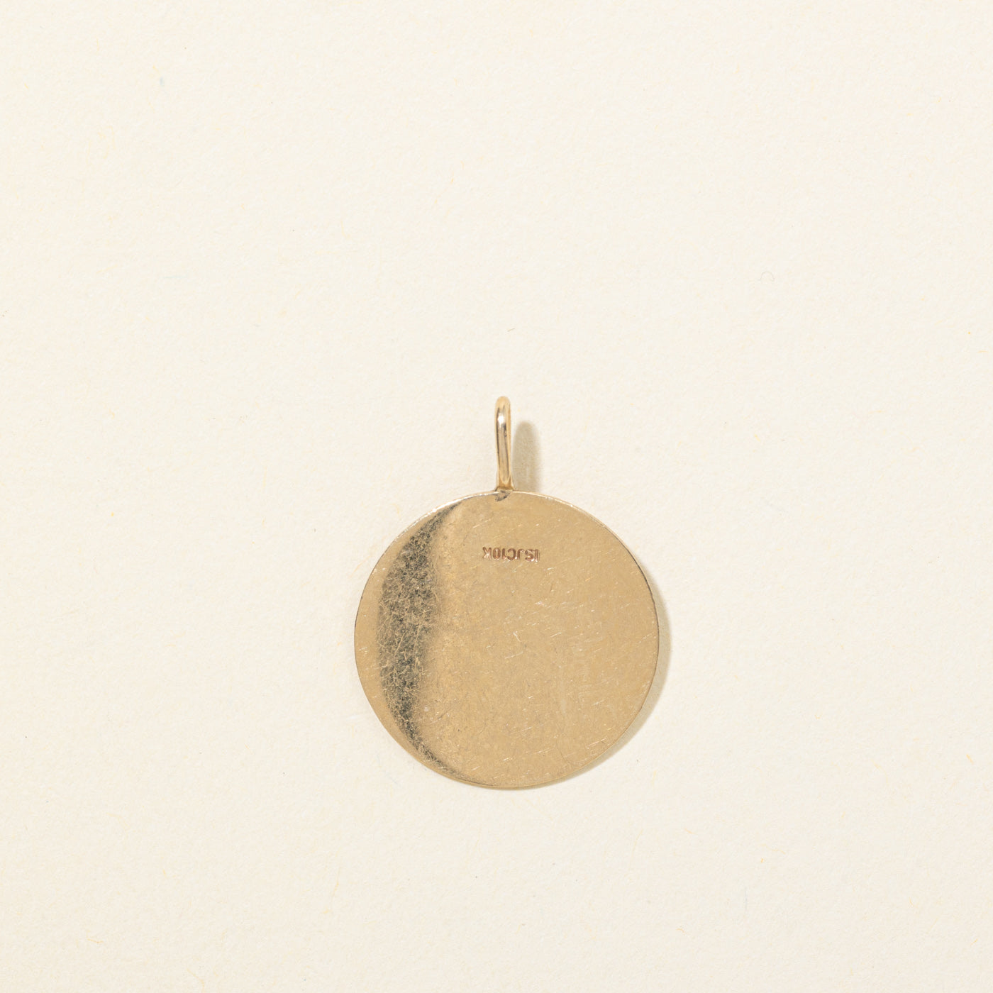 10K Diamond Grooved Circle Pendant