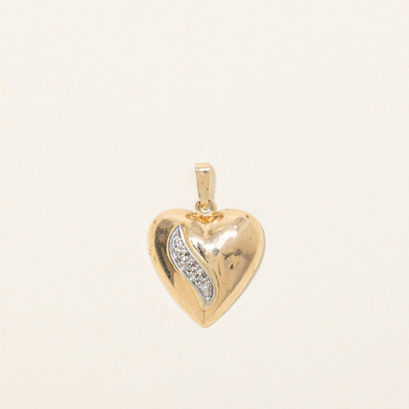 10K Diamond Puffed Heart Pendant
