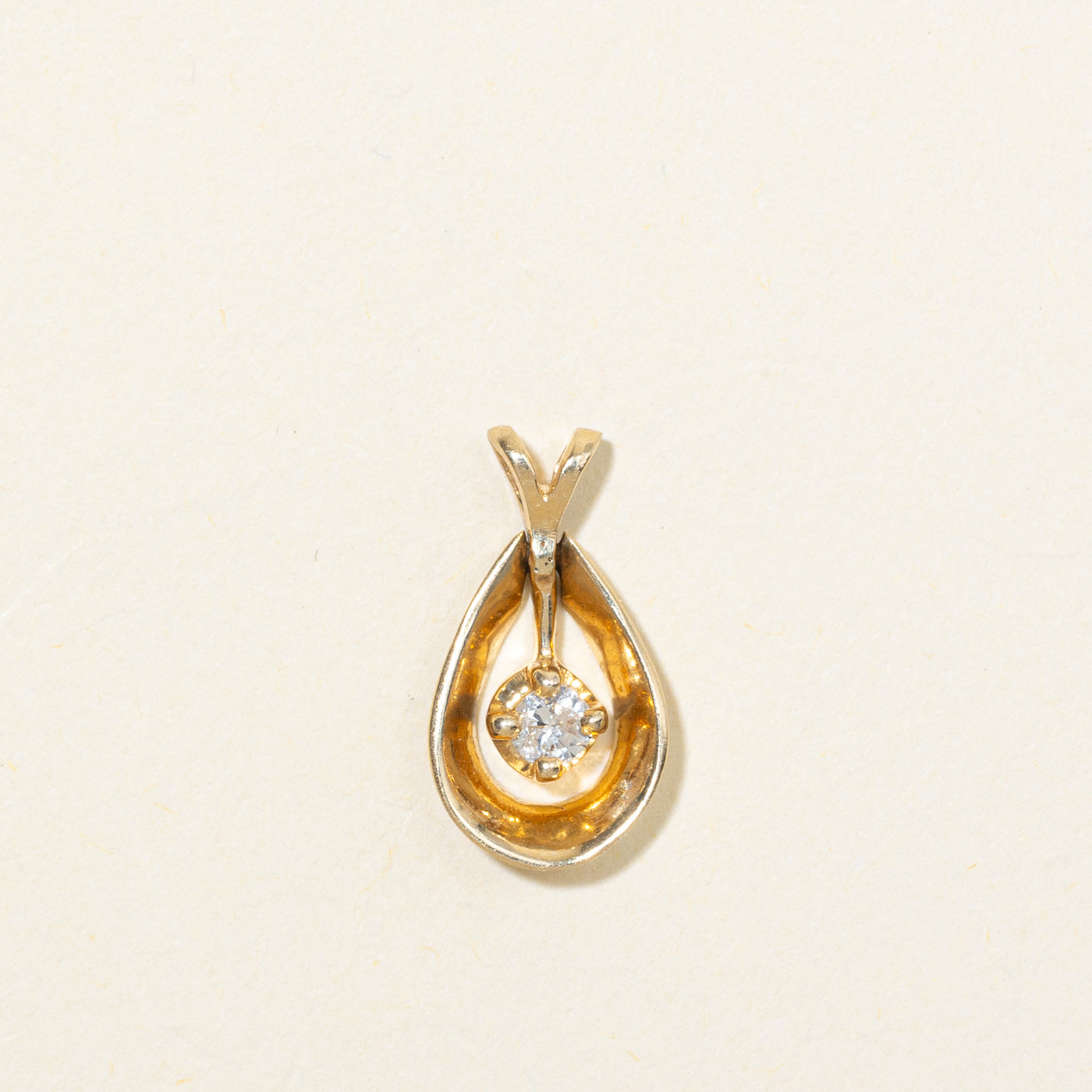 14K Dangling Diamond Pear Shaped Pendant