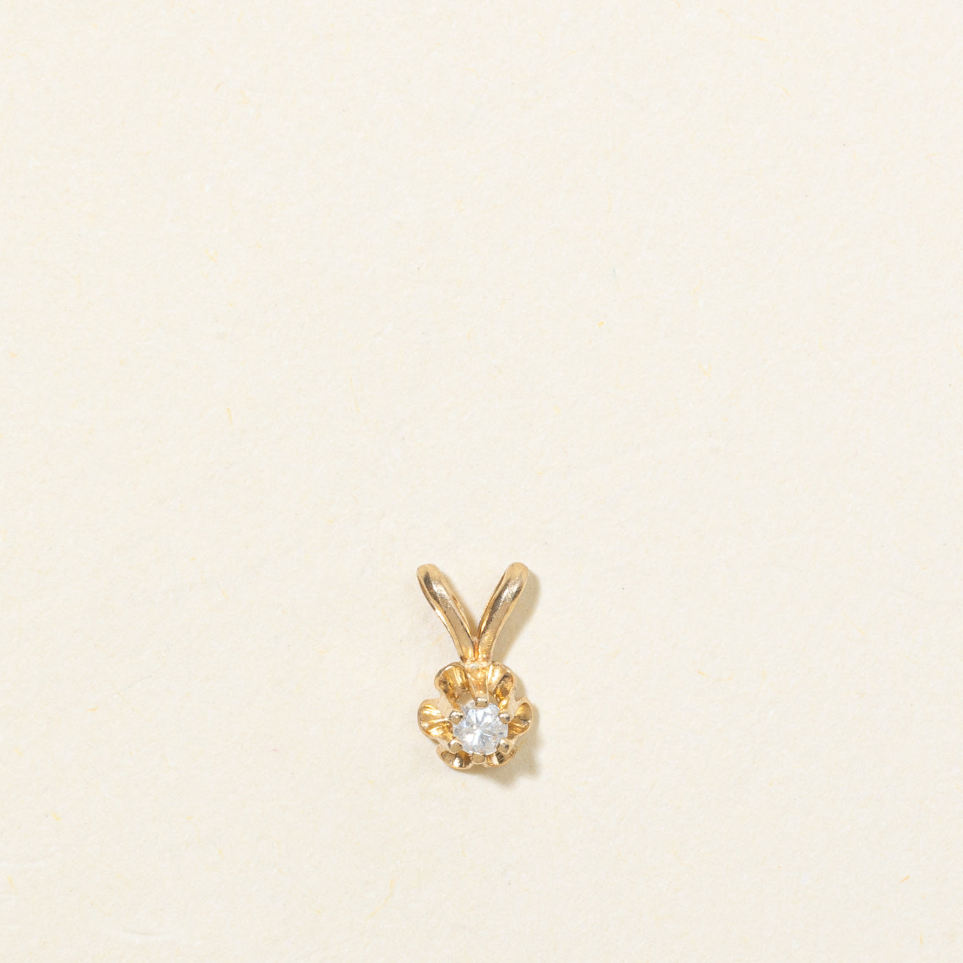 14K Solitaire Belcher Set Diamond Pendant