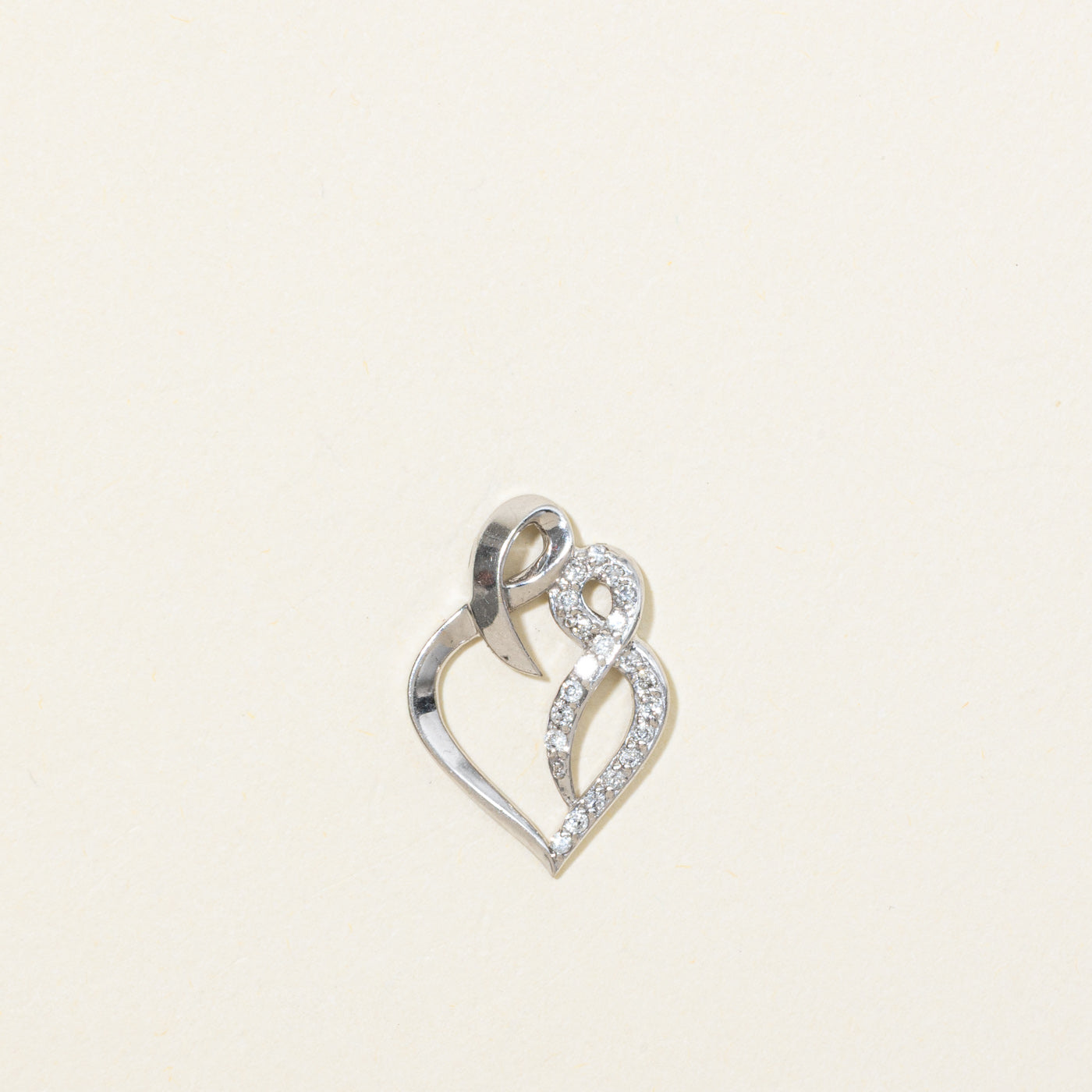 10K Diamond Double Loop Heart Pendant
