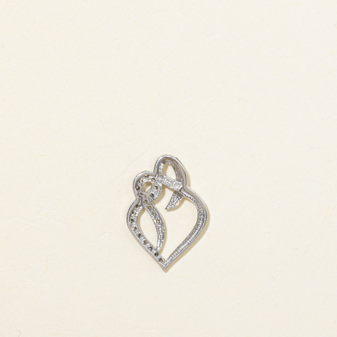 10K Diamond Double Loop Heart Pendant