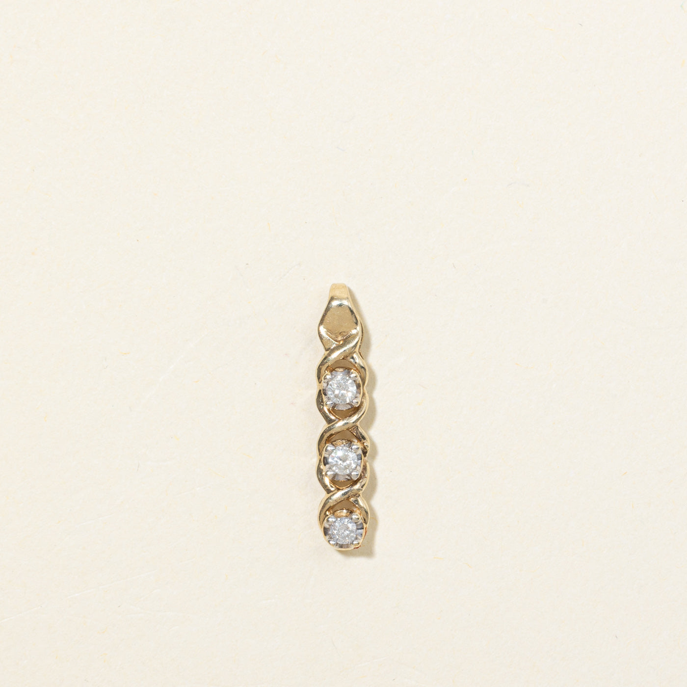 10K Three Stone Diamond Column Pendant