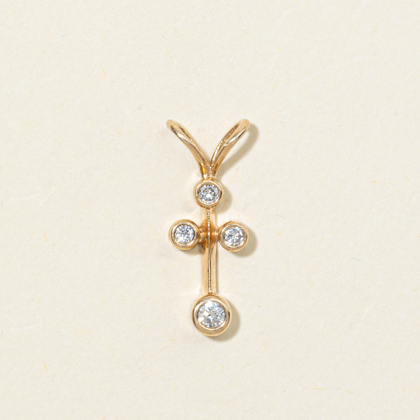 14K Bezel Set Diamond Cross Pendant