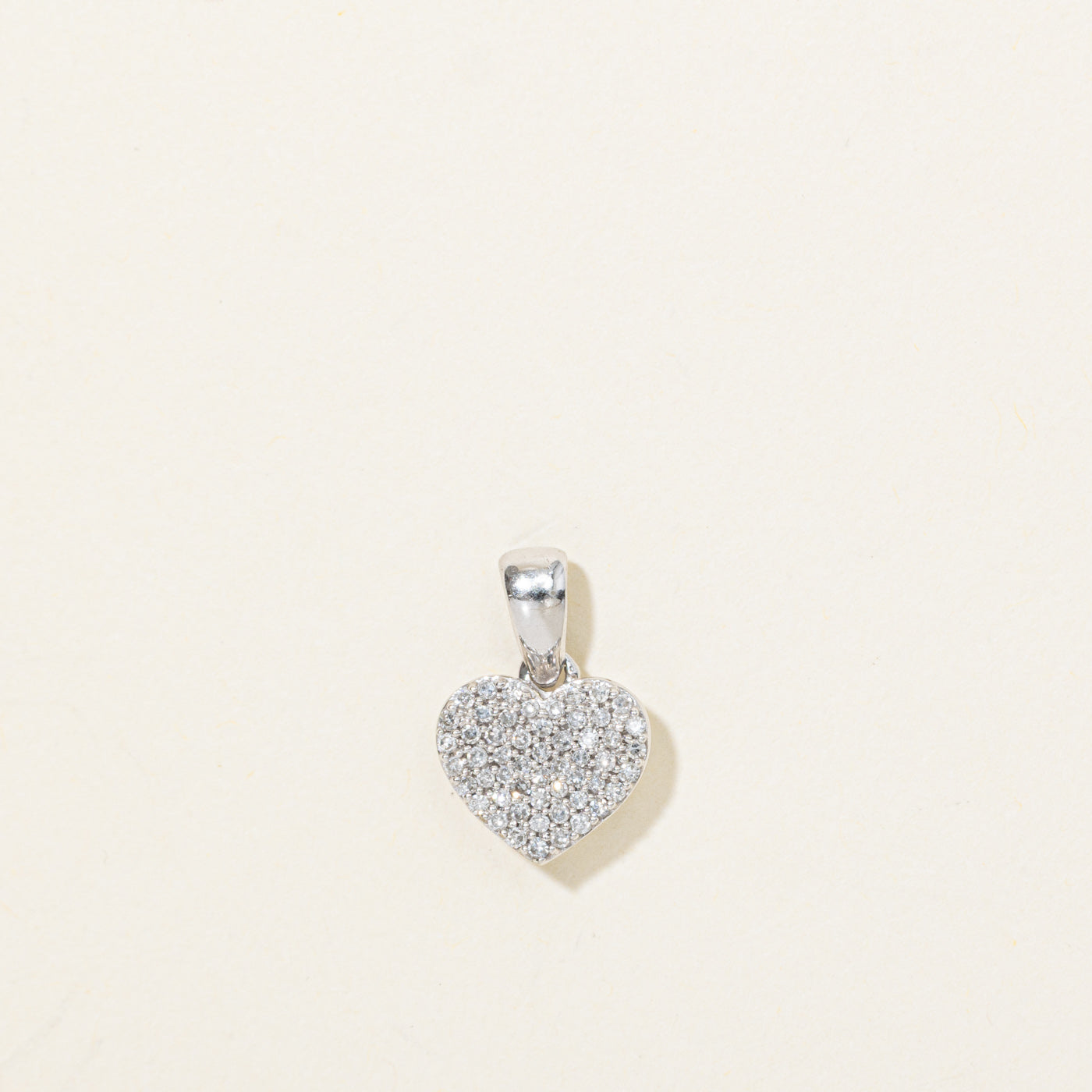 10K Pavé Set Diamond Heart Pendant
