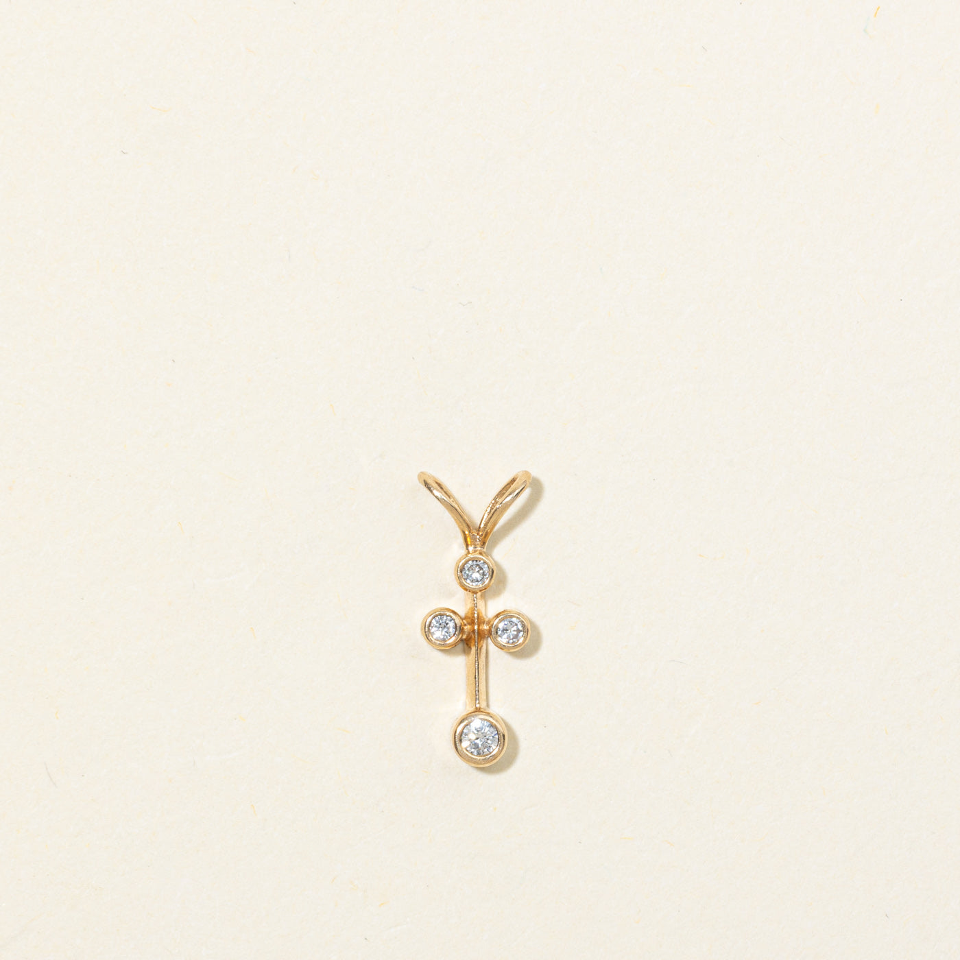 14K Bezel Set Diamond Cross Pendant