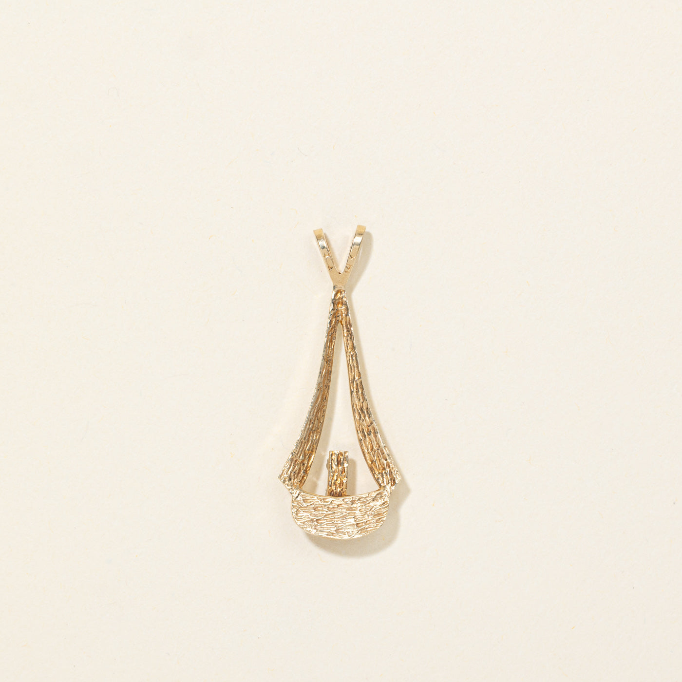 14K Diamond Textured Abstract Pendant