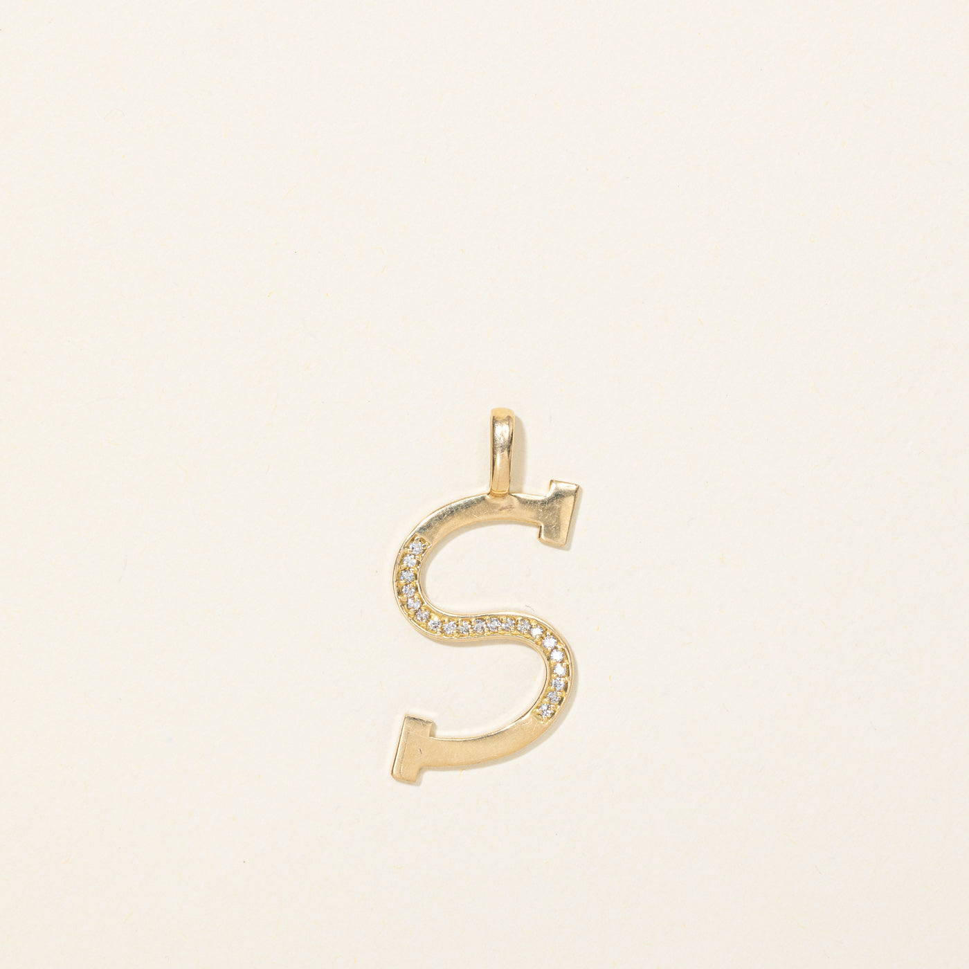 18K Diamond "S" Initial Pendant