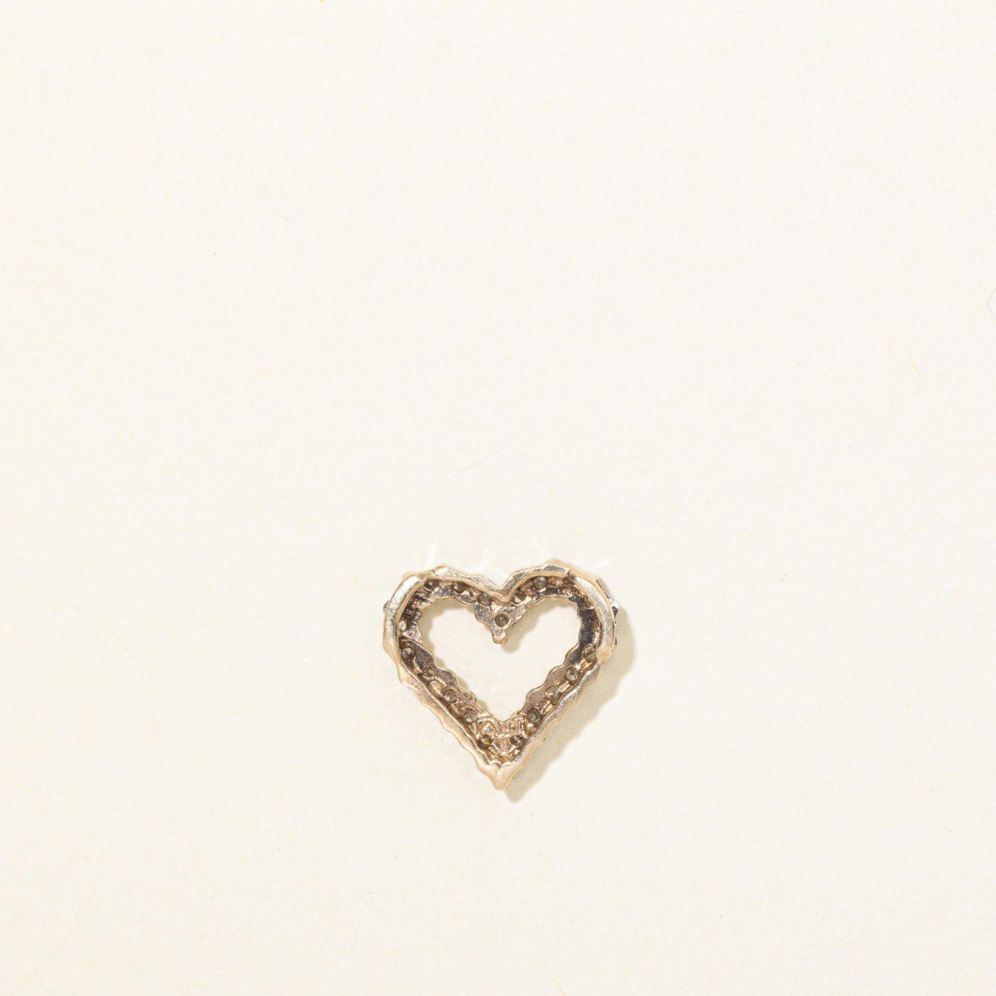 10K Pavé Set Diamond Open Heart Pendant