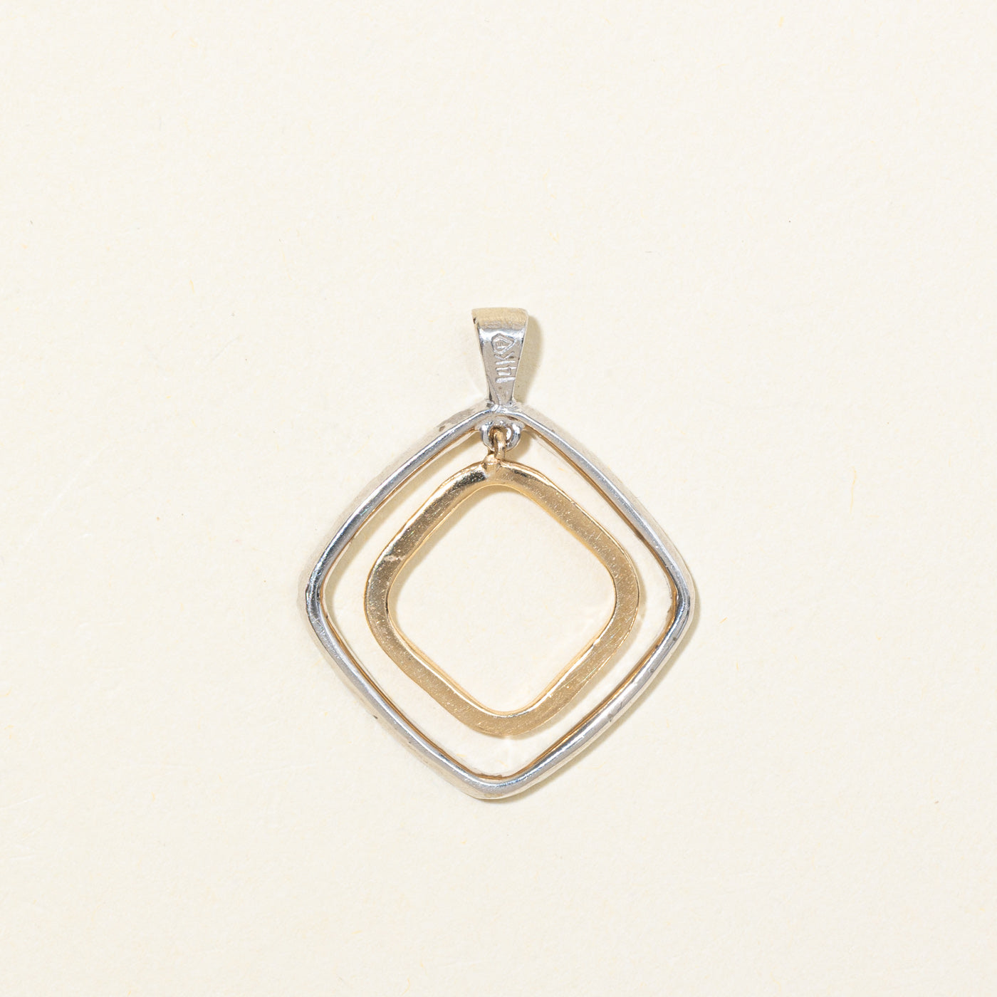 14K Diamond Layered Square Pendant