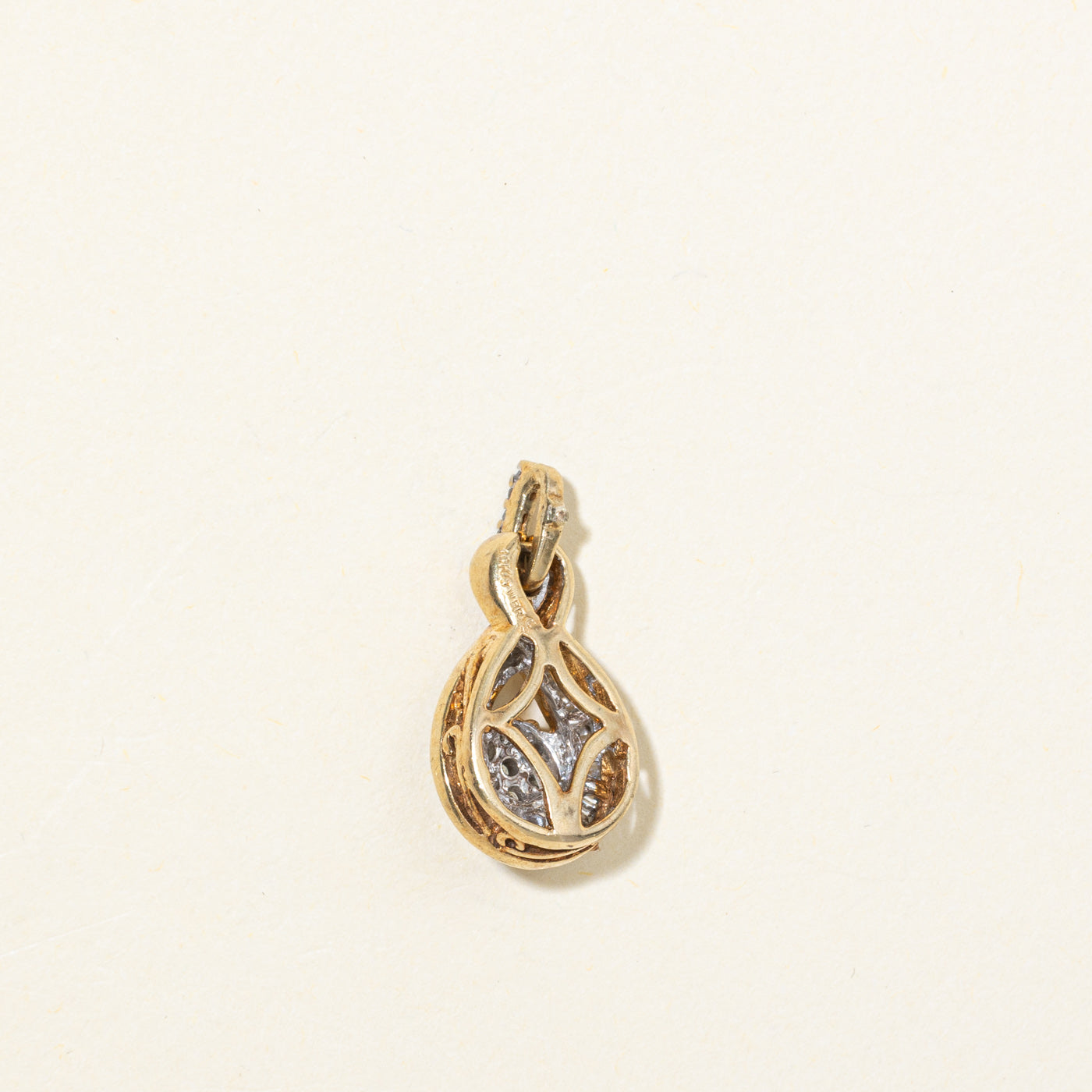 10K Diamond Cluster Cross Over Pendant