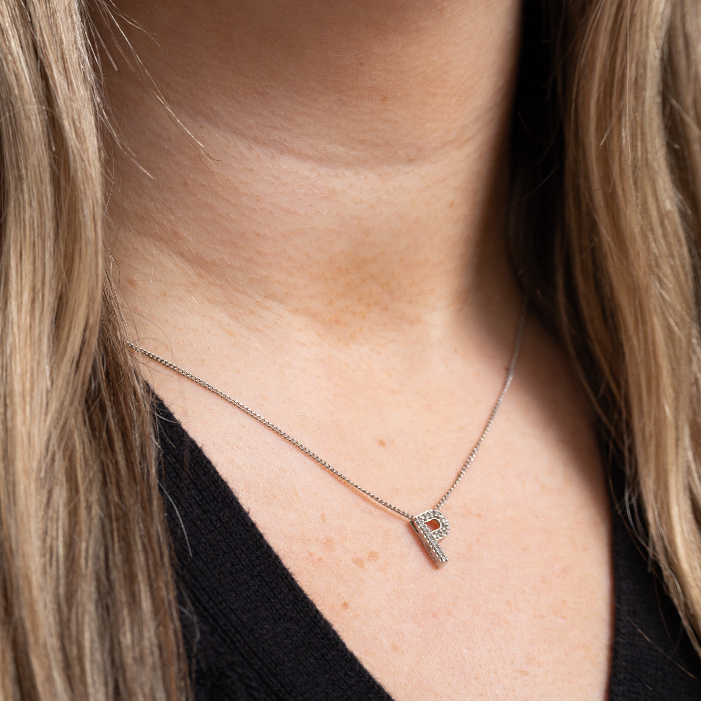 10K Diamond "P" Initial Pendant
