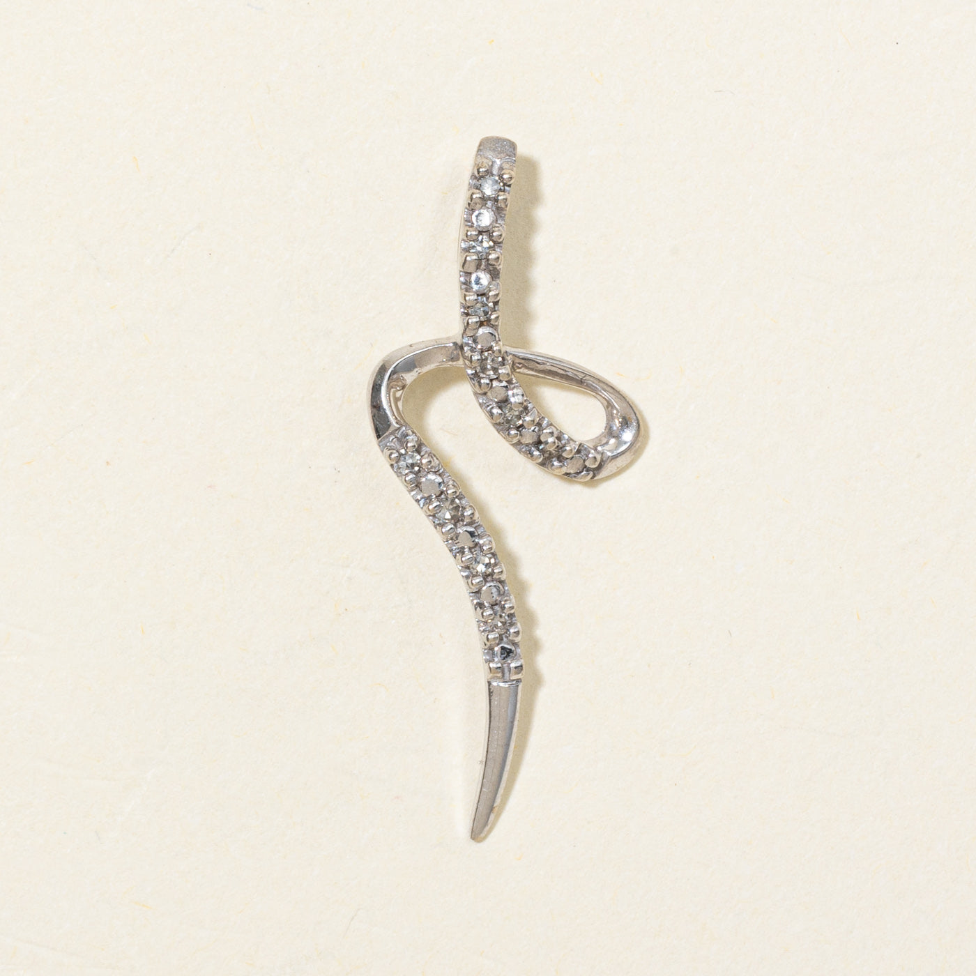 10K Diamond Swirl Drop Pendant