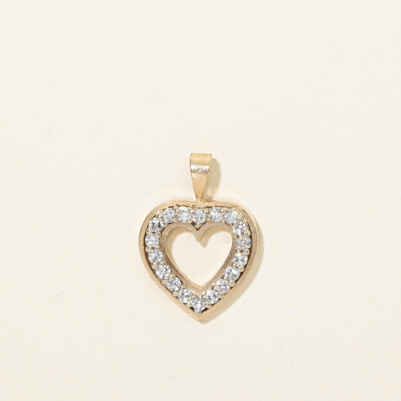 14K Diamond Open Heart Pendant