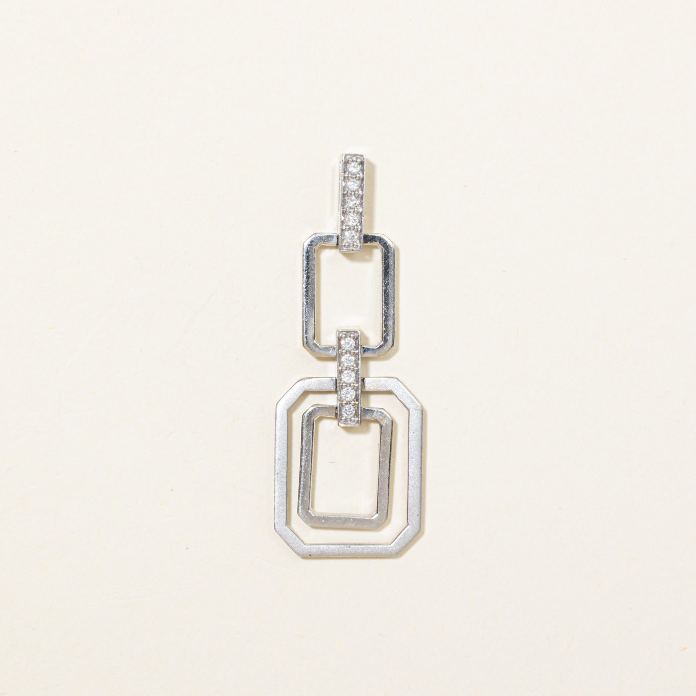 10K Diamond Layered Geometric Drop Pendant