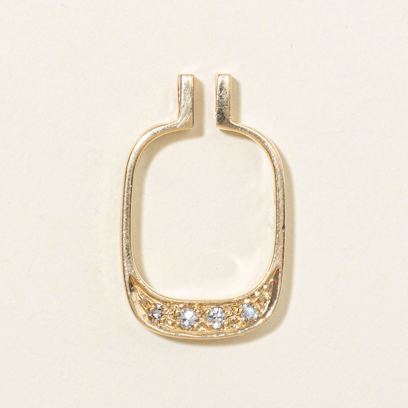 14K Diamond Open Rectangle Pendant