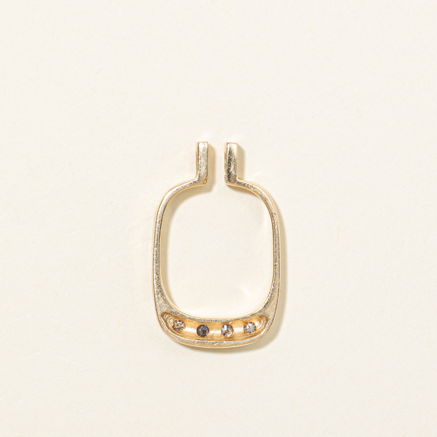 14K Diamond Open Rectangle Pendant