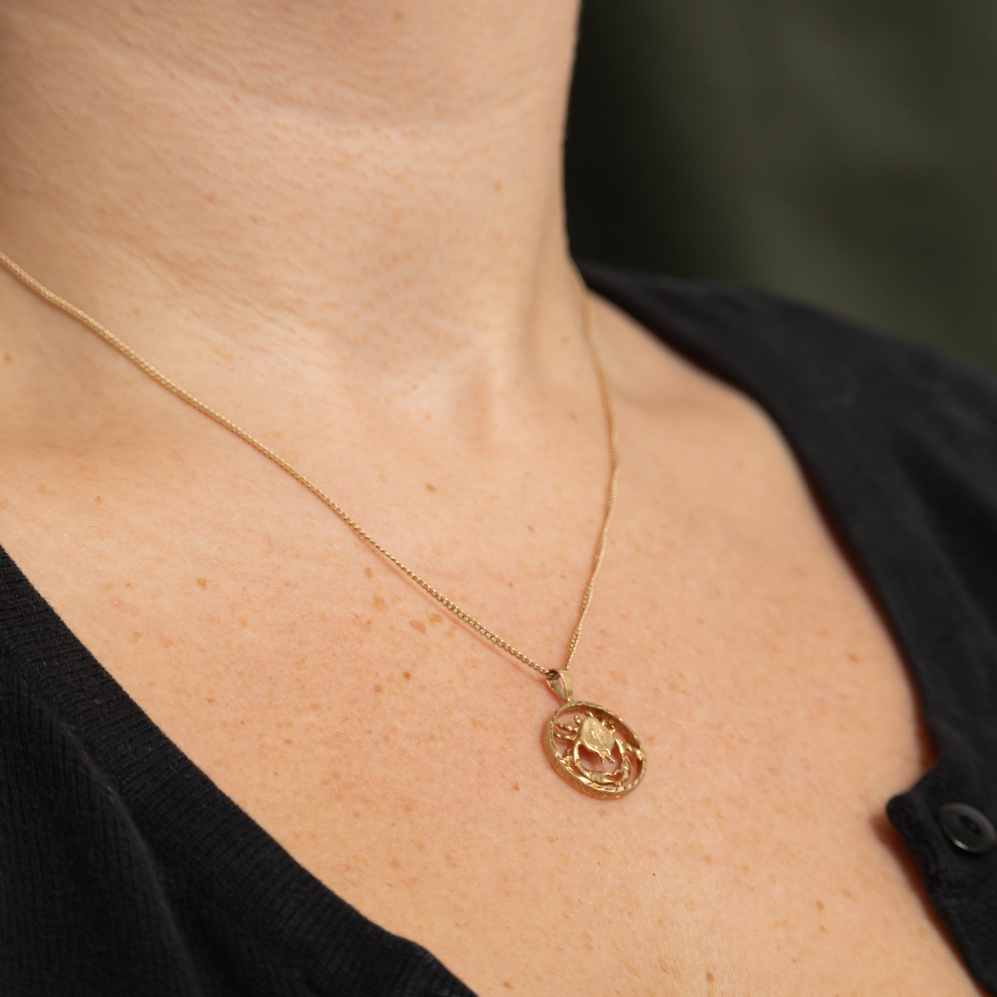 10k Yellow Gold Cancer Zodiac Pendant