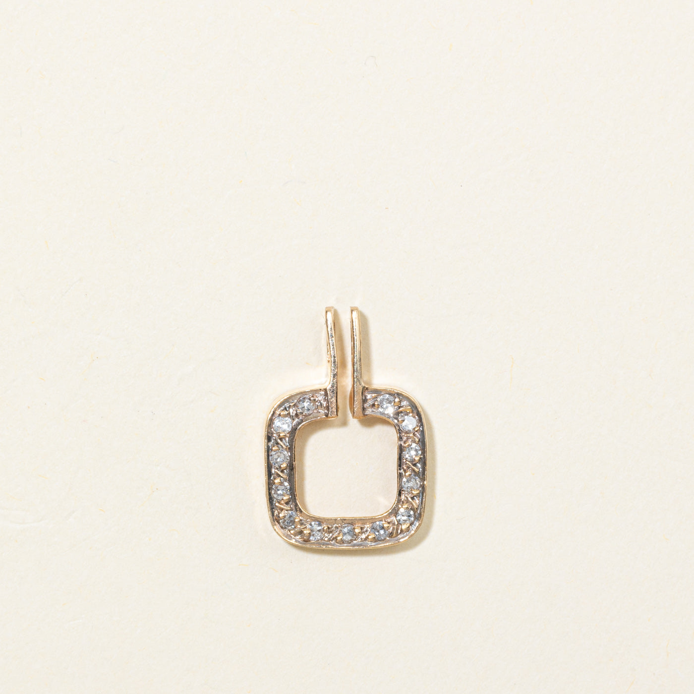 14K Pave Set Diamond Square Pendant