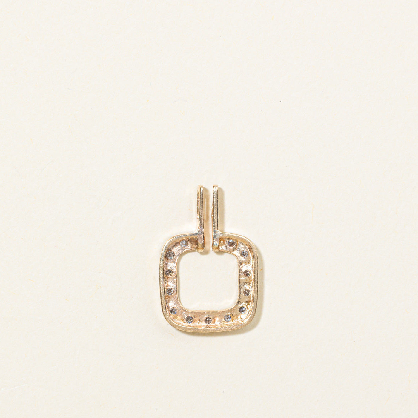 14K Pave Set Diamond Square Pendant