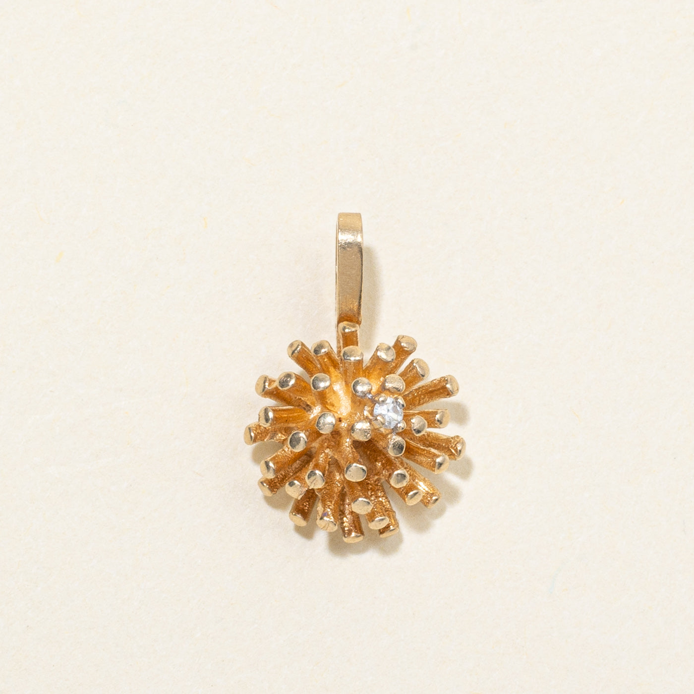 14K Diamond Textured Flower Pendant