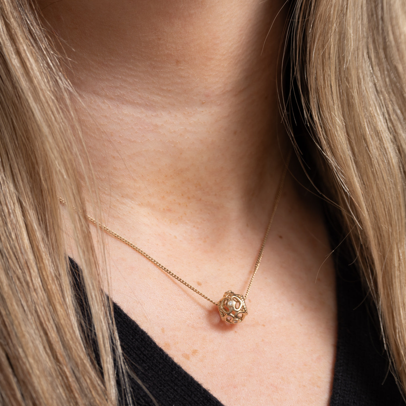 Breloque Cœur Ouvert en Diamant 14K « Pandora »