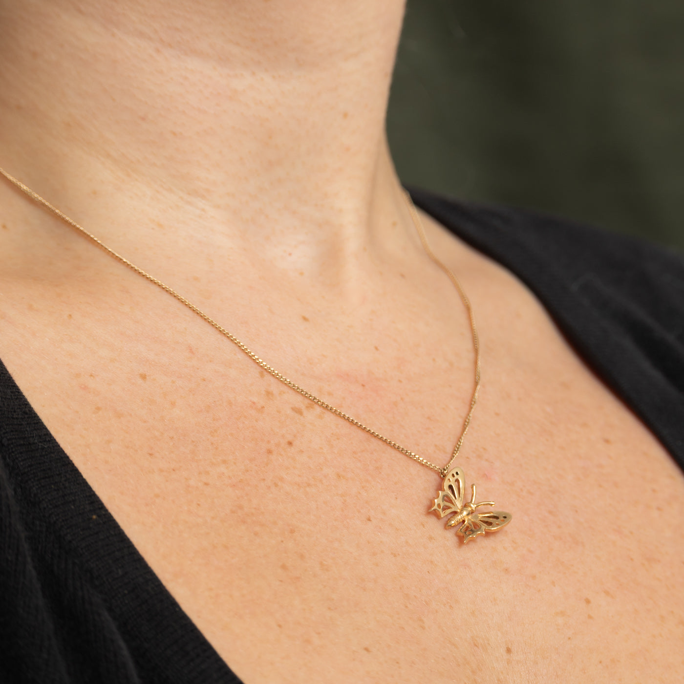 14k Yellow Gold Butterfly Pendant