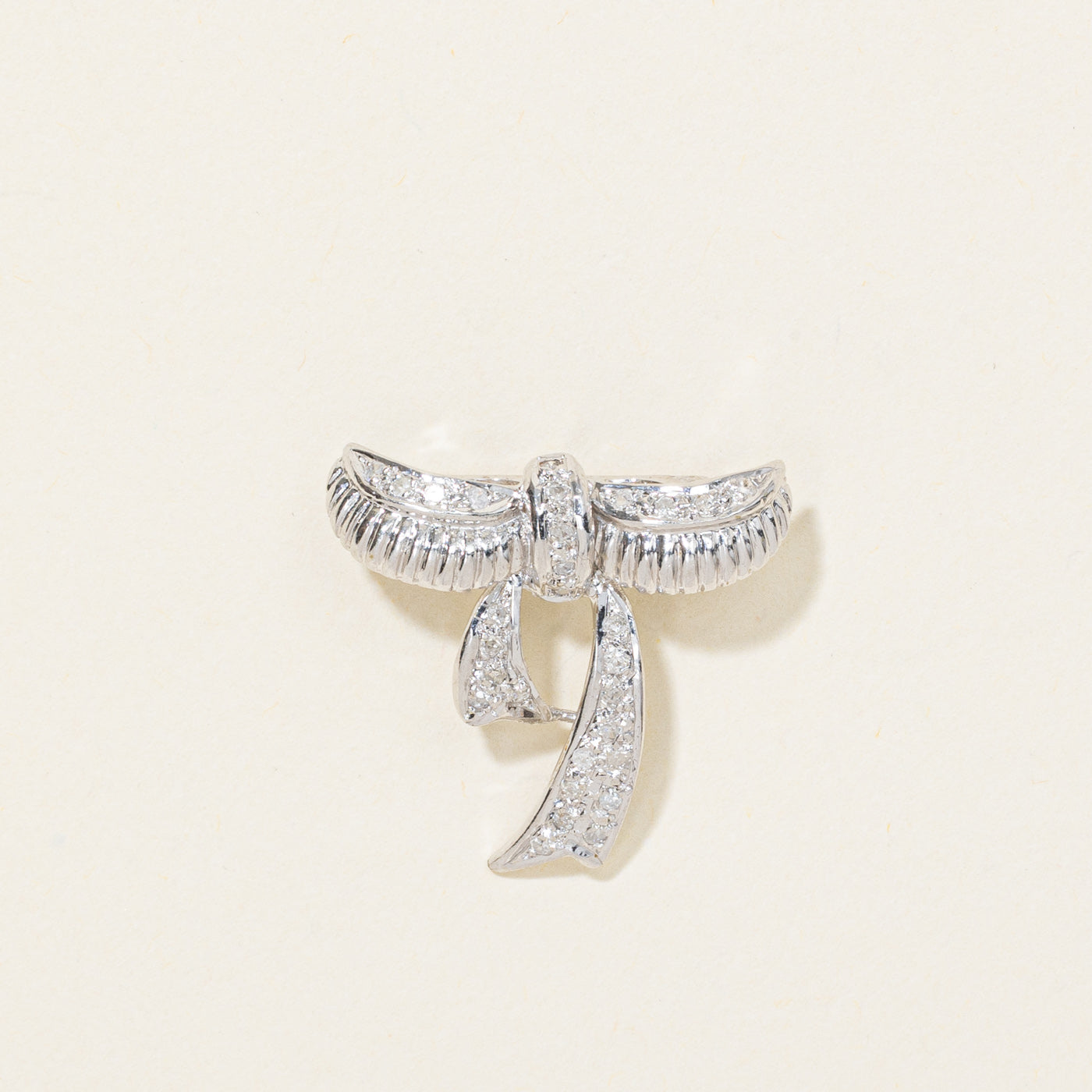 14K Diamond Bow Bolo Tie Clip