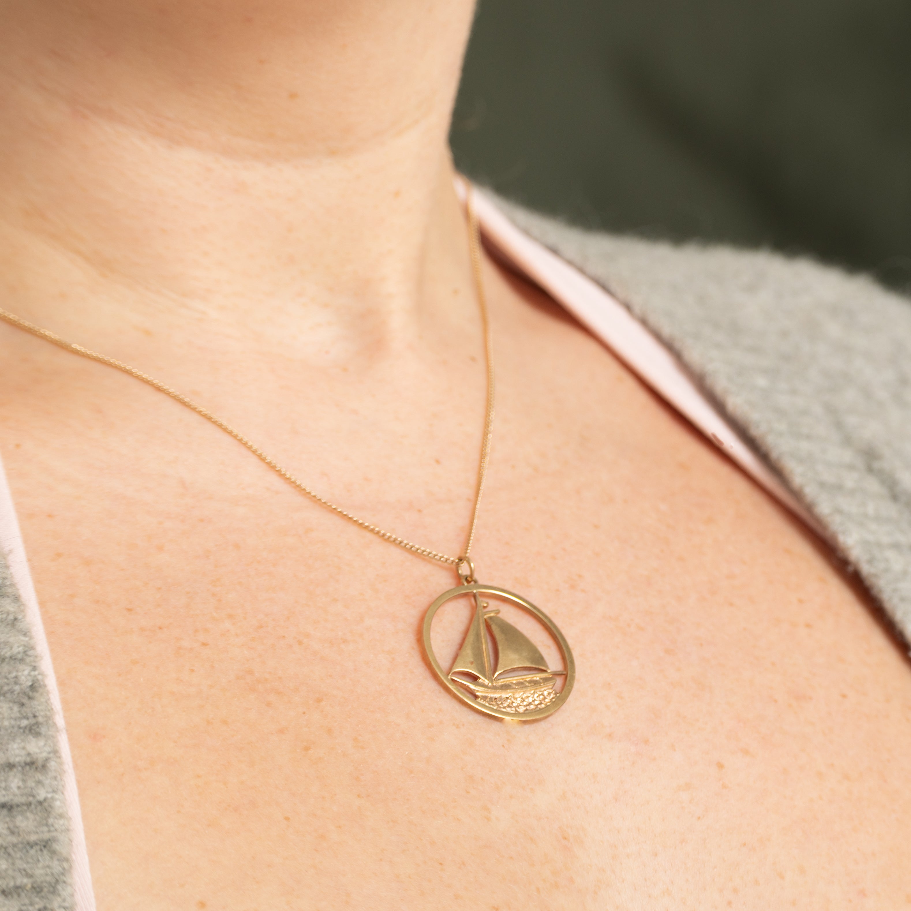 1966 Birmingham Yellow Gold Sailboat Necklace | 26" |