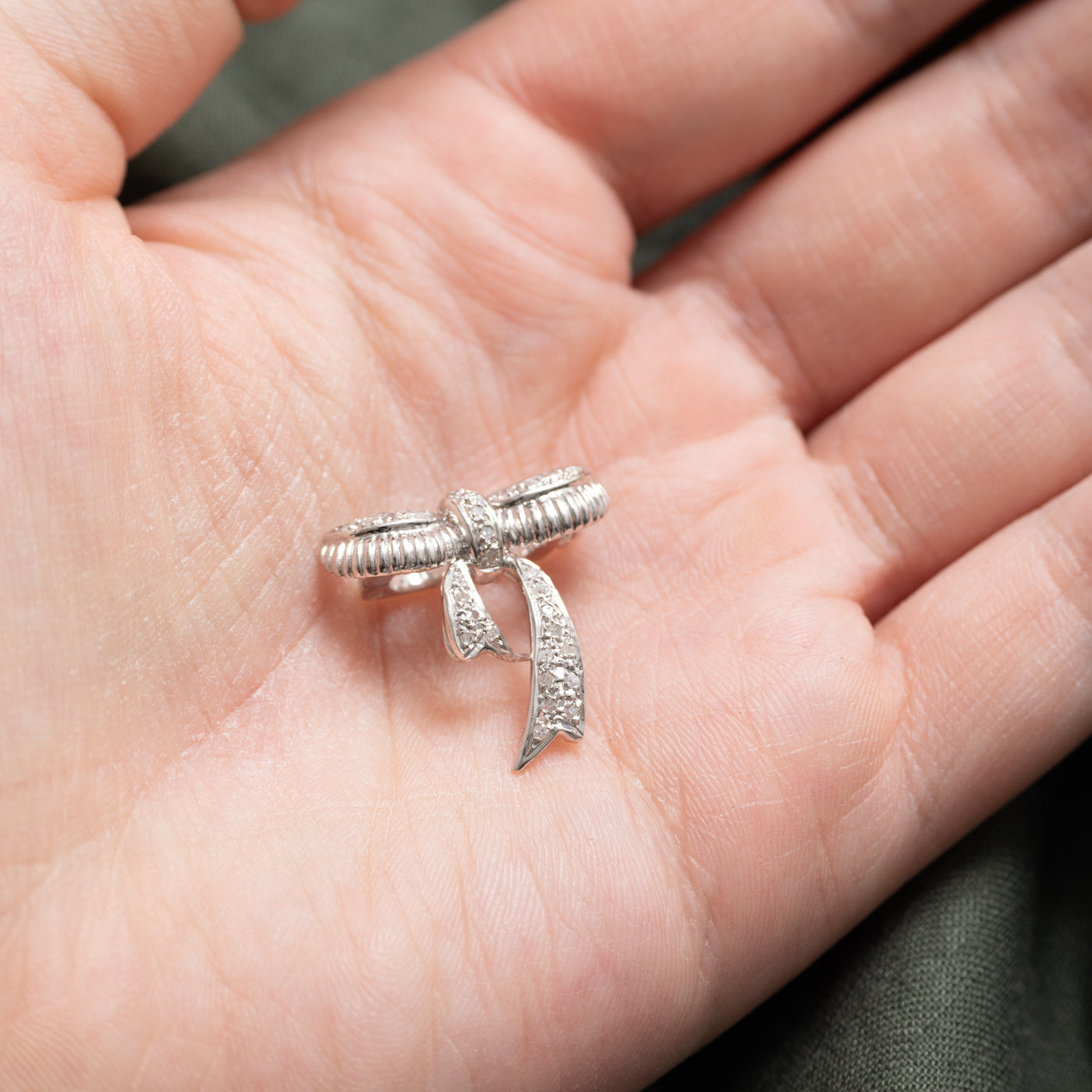 14K Diamond Bow Bolo Tie Clip