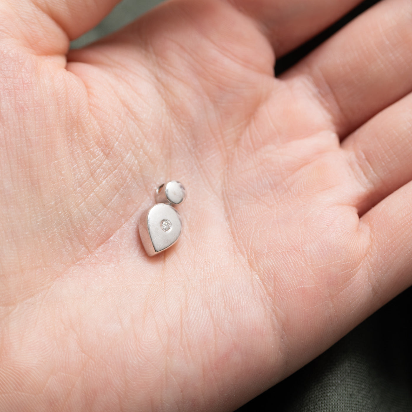 14K Diamond Flush Set Diamond Pear Shaped Pendant