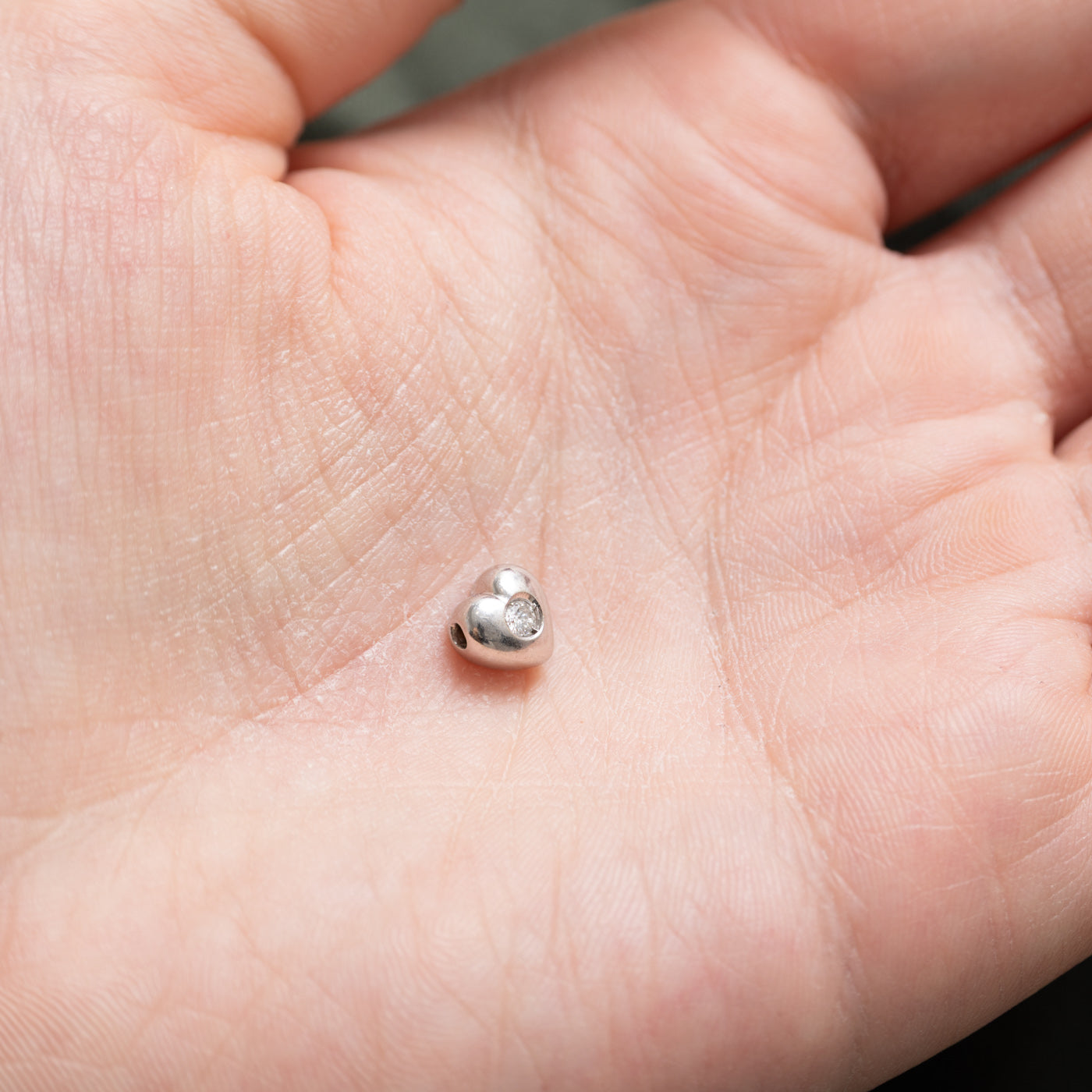 14K Flush Set Diamond Heart Pendant