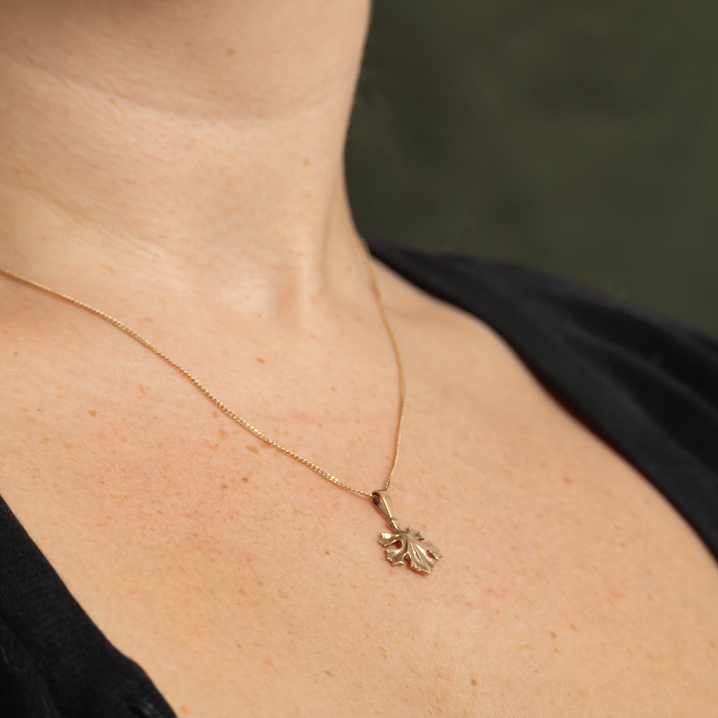 14k Yellow Gold Maple Leaf Pendant