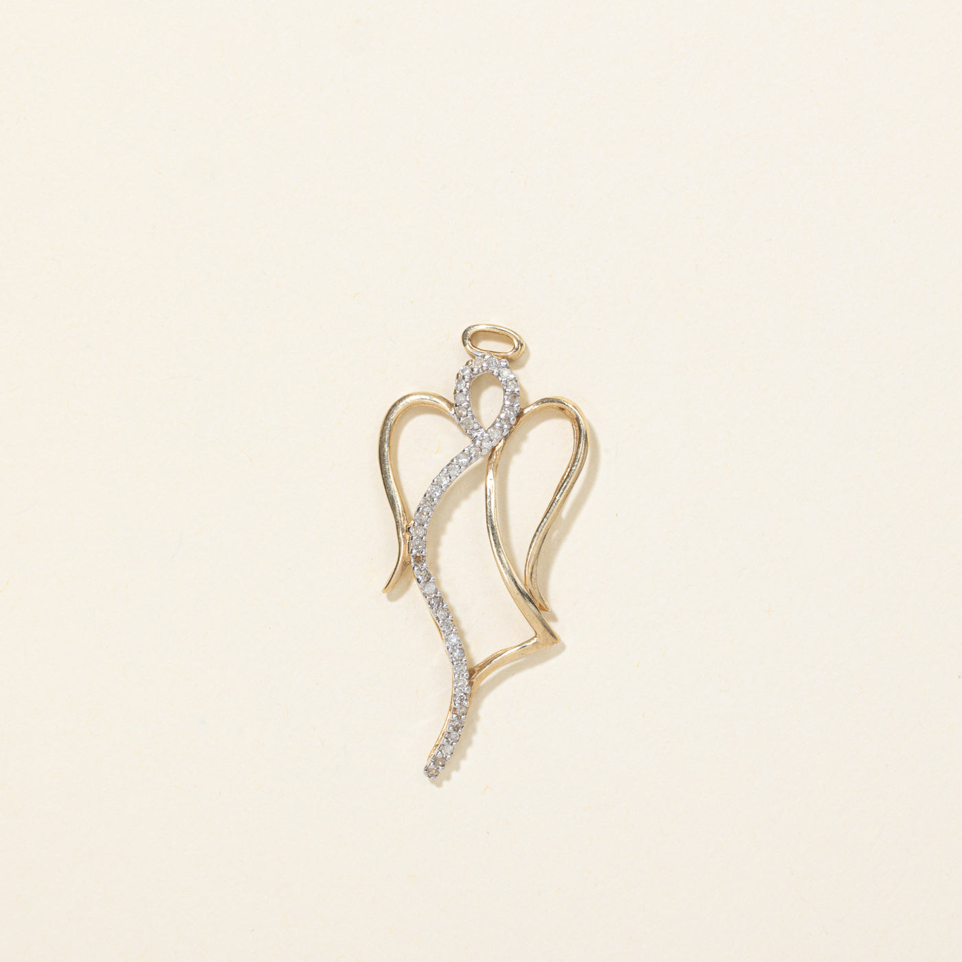 10K Diamond Monoline Angel Pendant