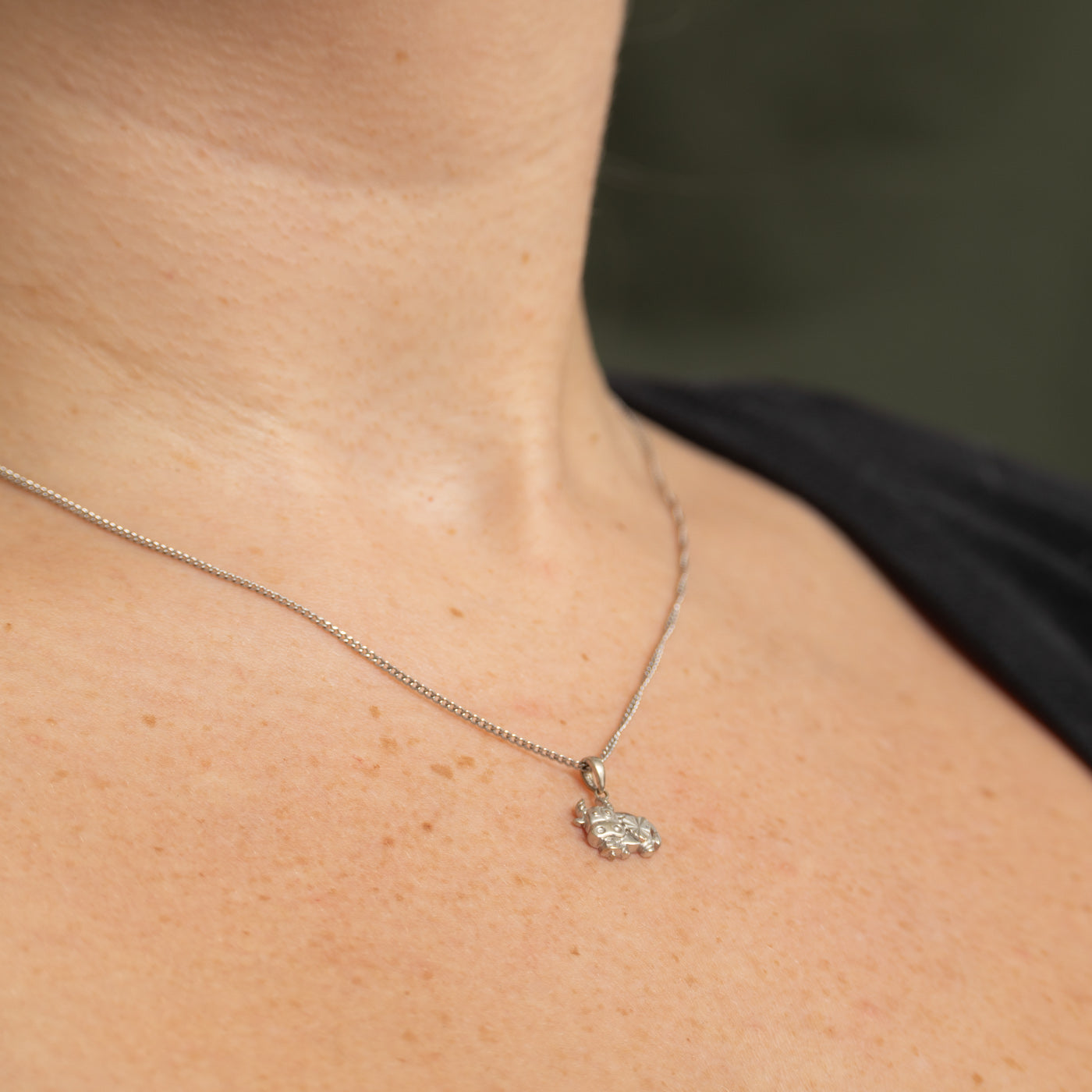 18k White Gold Cow With Heart Charm