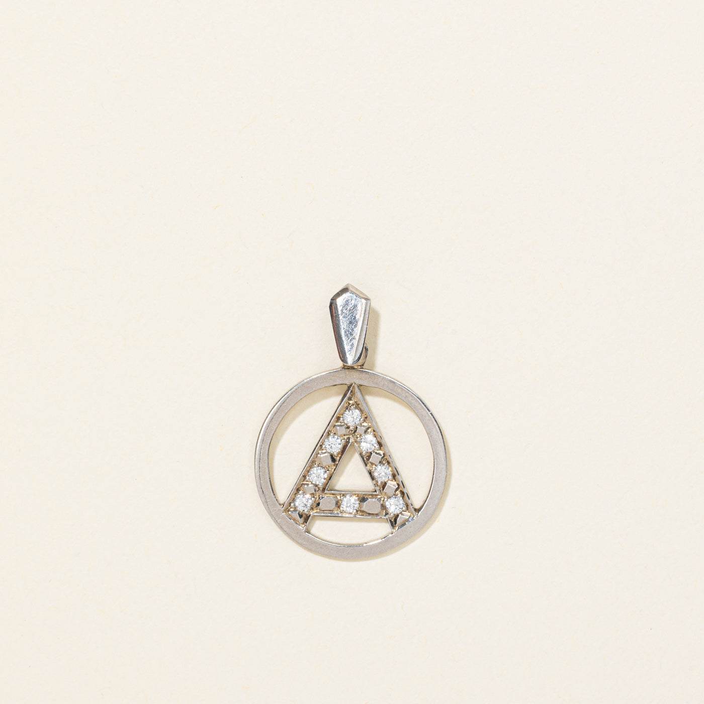 14K Diamond Triangle Framed Pendant