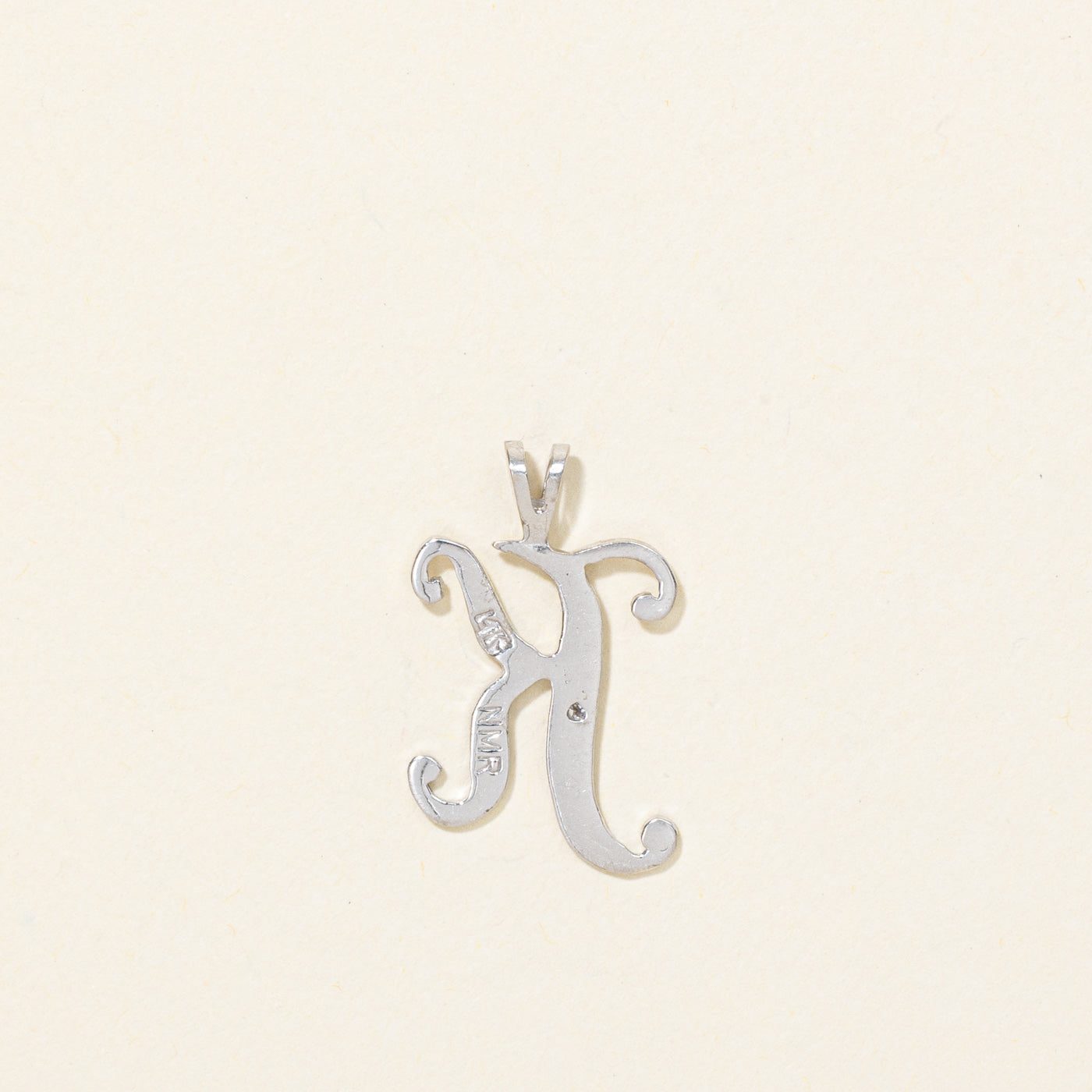 14K Diamond "K" Initial Pendant
