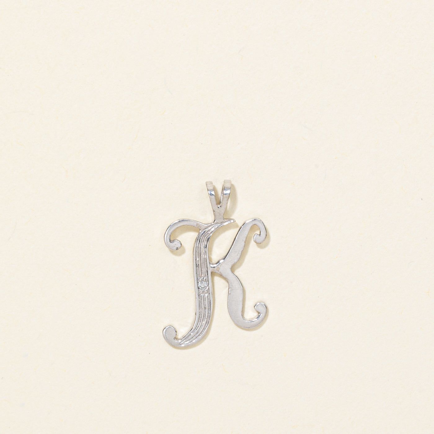 14K Diamond "K" Initial Pendant