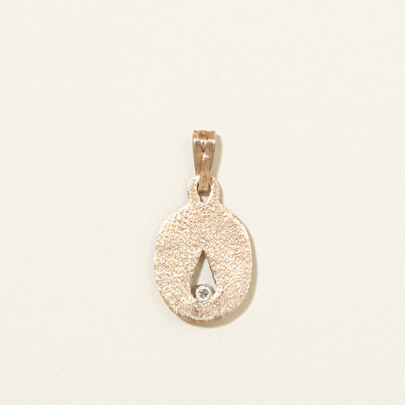 10K Diamond Open Textured Oval Pendant