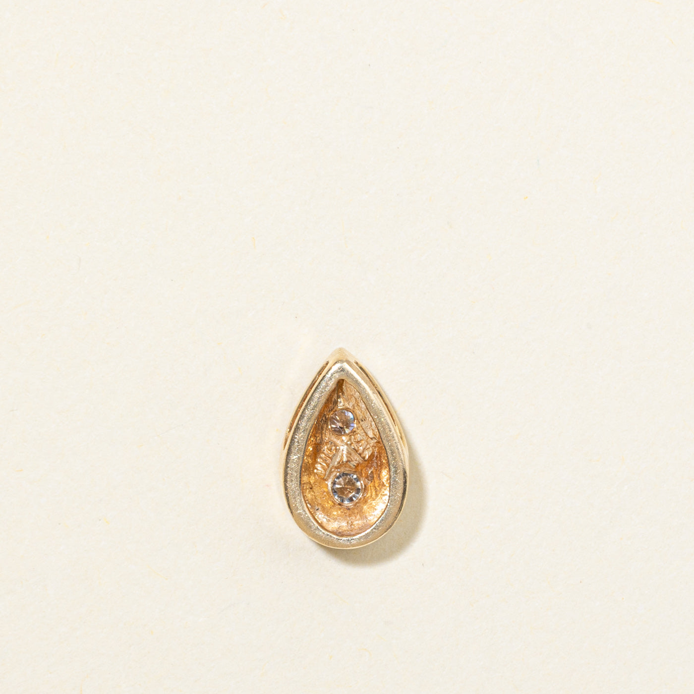 Pendentif poire à deux diamants en or 14 carats