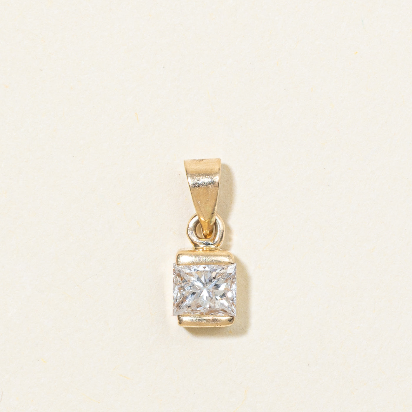 14K Tension Set Princess Cut Diamond Pendant