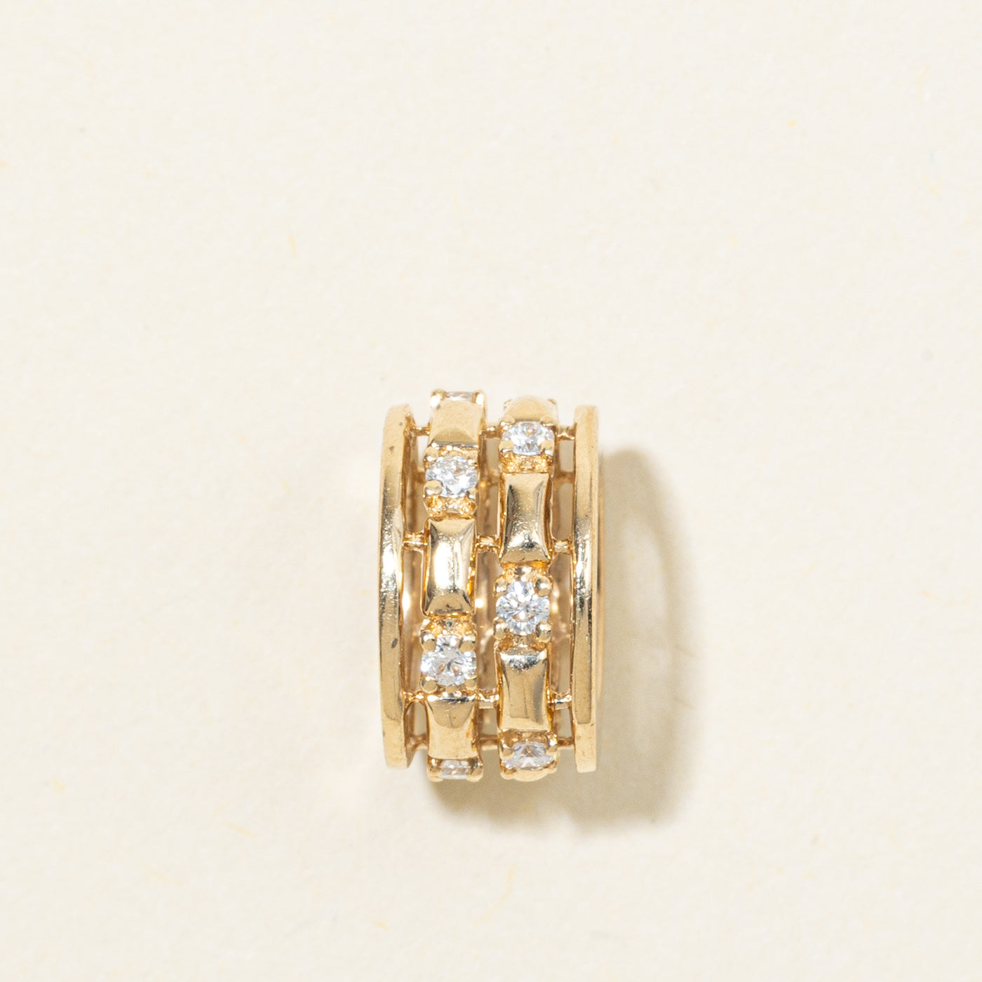 14K Diamond Textured Circle Charm