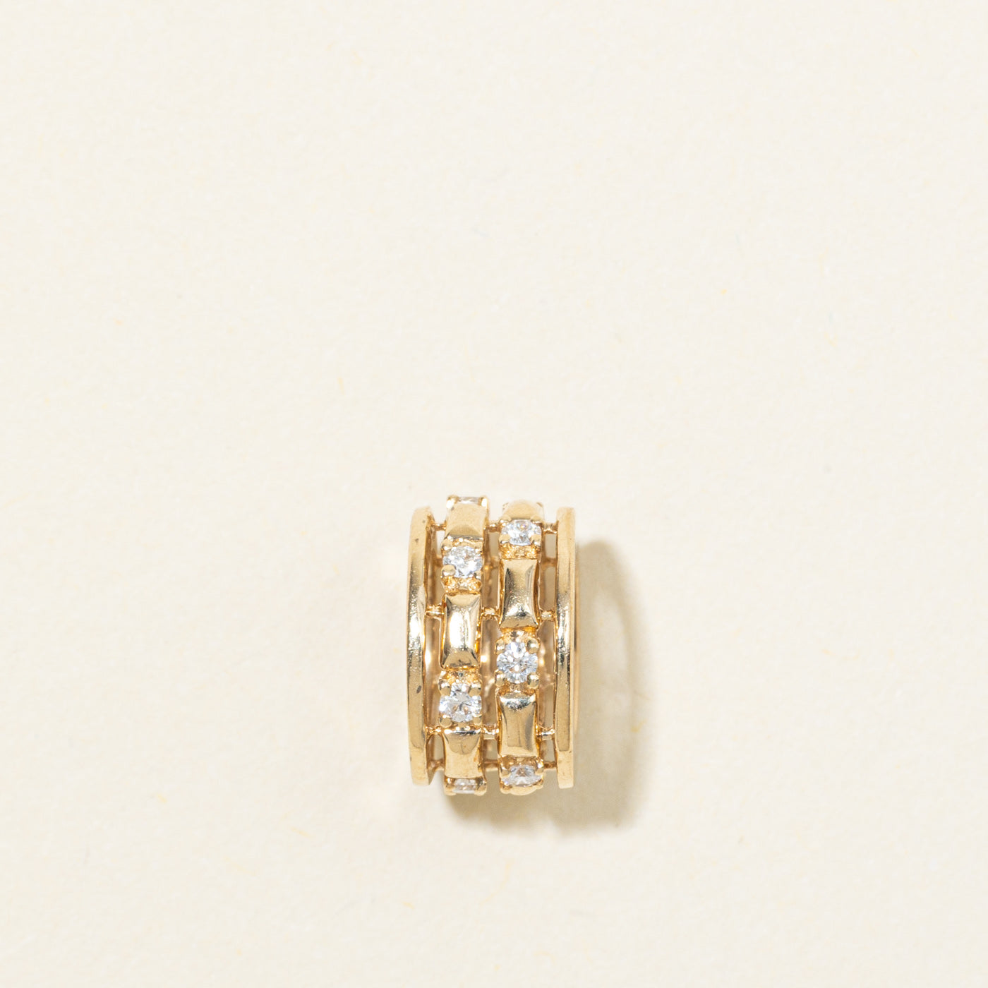 14K Diamond Textured Circle Charm